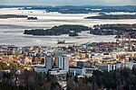 Downtown Kuopio and Kallavesi as seen from Puijo tower, Kuopio, North Savo, Finland, 2023 April - 2